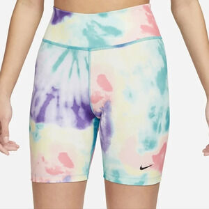 Nike One Women's Mid-Rise 7" Tie-Dye Bike Workout Shorts S